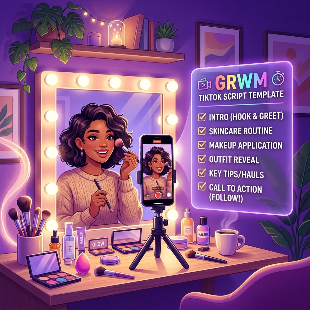 Scripts GRWM TikTok 2026 : 10 Templates Prêts à Filmer (Avec Hooks)